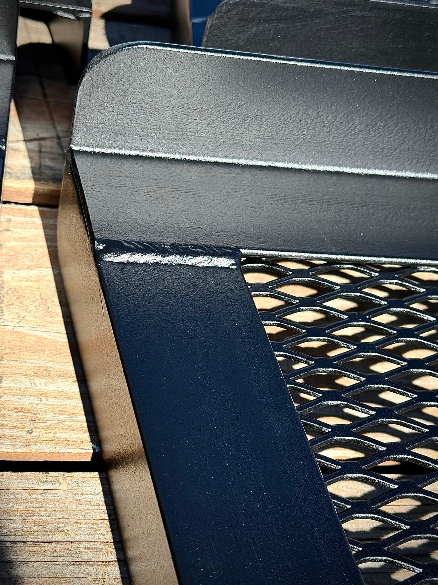 Corner detail showing precision fabrication and finish